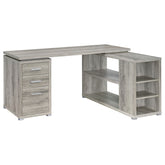 Best Furniture Outlet - Coaster - Yvette 60-inch 3-drawer L-Shape Computer Desk Grey Driftwood - 801516